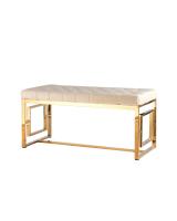 Банкетка-скамейка БРУКЛИН велюр бежевый сталь золото фото Банкетка-скамейка БРУКЛИН велюр бежевый сталь золото. Фото №1