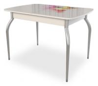 Танго Стол (обеденный) белый/Цветы