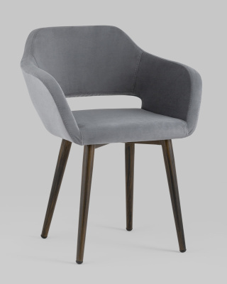 Стул с подлокотниками Саймон велюр тёмно-серый. Фото