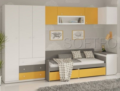 Шкаф трехдверный с тремя выдвижными ящиками Силуэт. Фото