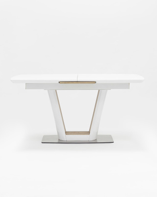 Стол обеденный Атланта раскладной 160-200*90 глянцевый белый. Фото