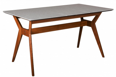 Стол Нарвик раскладной 120-160 ОРЕХ-Мрамор Бьянко фото Стол Нарвик раскладной 120-160 ОРЕХ-Мрамор Бьянко. Фото №2