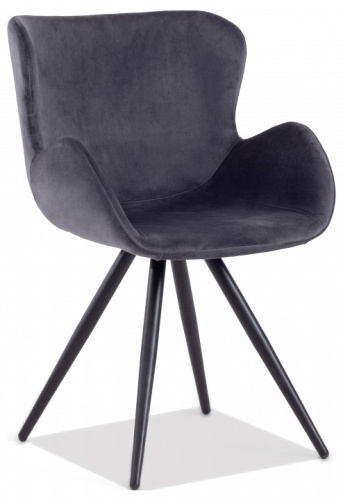 Стул BOEING ( mod. 9120) металл/вельвет, 42x58x84.5x47см, серый/черный (поставляется по 2 шт). Фото №1