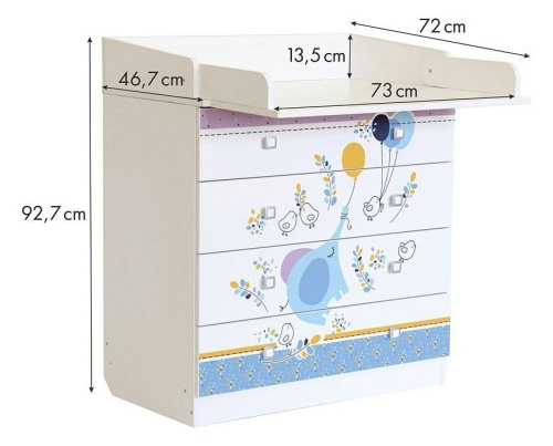 Комод пеленальный Polini kids Simple 1580 Слоник на шаре, белый фото Комод пеленальный Polini kids Simple 1580 Слоник на шаре, белый. Фото №4