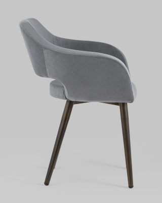 Стул с подлокотниками Саймон велюр тёмно-серый. Фото