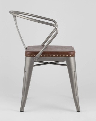 Стул TOLIX ARMS SOFT с подлокотниками серебристый. Фото №5