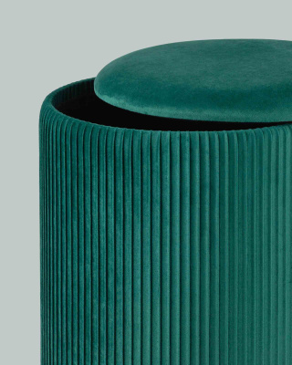 Пуф Шарлотта с ящиком велюр зеленый. Фото №5