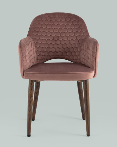 Стул Венера Хани велюр пыльно-розовый ножки дерево фото Стул Венера Хани велюр пыльно-розовый ножки дерево. Фото №5