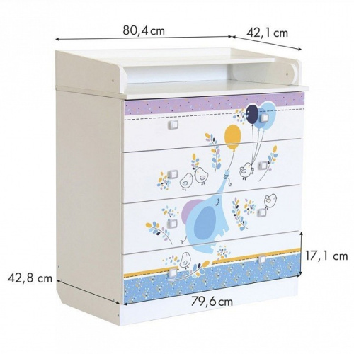 Комод пеленальный Polini kids Simple 1580 Слоник на шаре, белый фото Комод пеленальный Polini kids Simple 1580 Слоник на шаре, белый. Фото №5