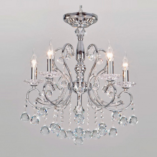 Подвесная люстра Eurosvet Collana 10096/5 хром/прозрачный хрусталь Strotskis. Фото №1