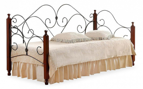 Кровать SONATA Wood slat base дерево гевея/металл, 90*200 см (Day bed), красный дуб/черный. Фото №1