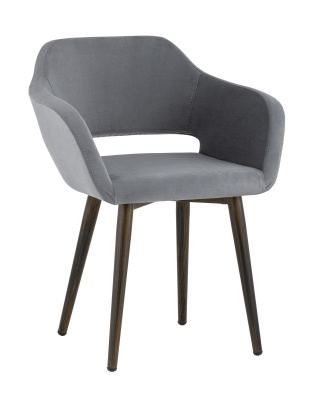 Стул с подлокотниками Саймон велюр тёмно-серый. Фото
