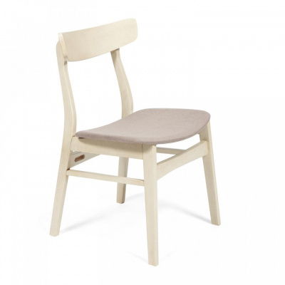 CT 8804 Стул Rabat с мягким сиденьем дерево гевея, 52,5*46,5*78см, античный белый, ткань бежевая (FG22616-16) (поставляется по 4 шт). Фото №2