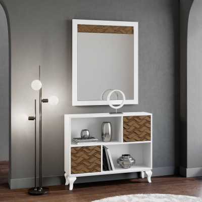 Узкая тумба NORA 3009.4 Blanco/Cedro. Фото