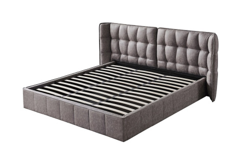 Кровать HUSK 8705 темно-бежевая с ящиком для белья. Фото №14