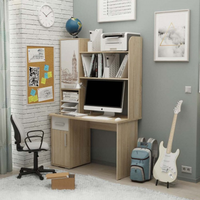 Лайт-1 Стол компьютерный 1200  дуб сонома/белый. Фото №2